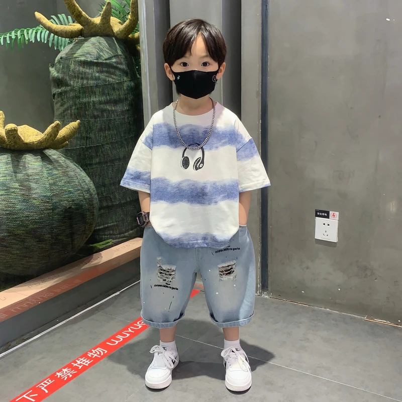 儿童装衣服2025新款男童夏装套装休闲时尚小男孩短袖男宝宝服装潮