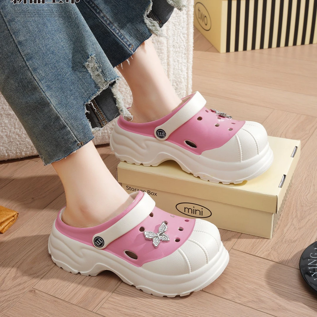 厚底两穿包头洞洞鞋新款增高时尚外穿沙滩凉鞋