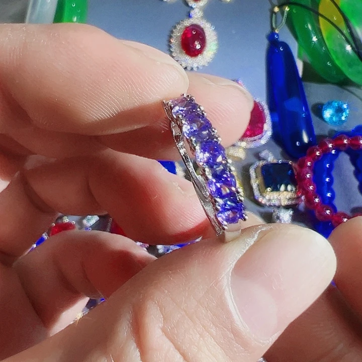 钨金红色蓝色满钻镶嵌