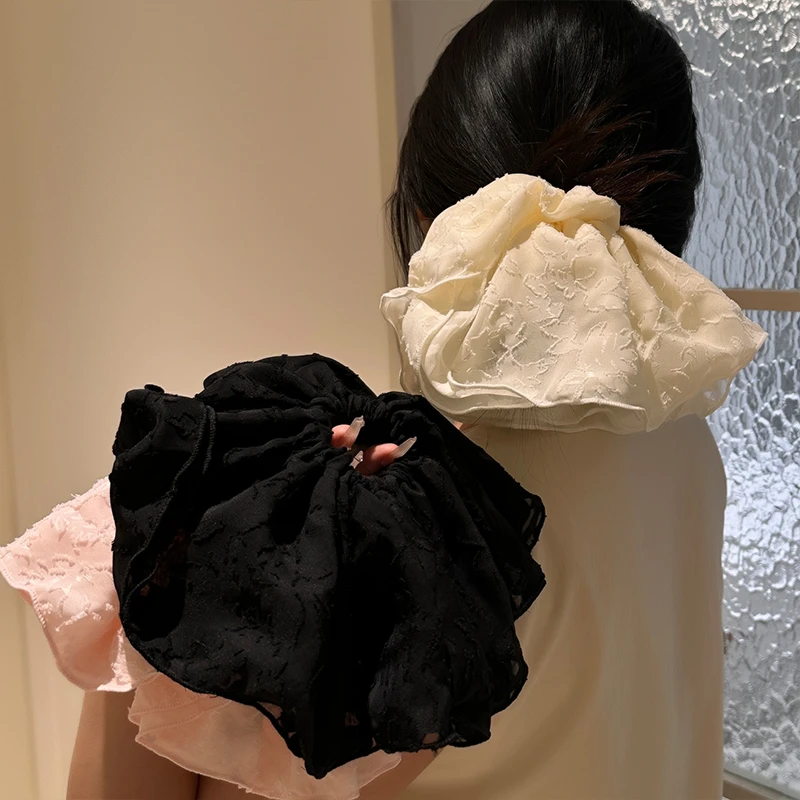 oushipei/欧诗佩夸张超大双层大肠发圈女优雅慵懒风褶皱发绳发饰
