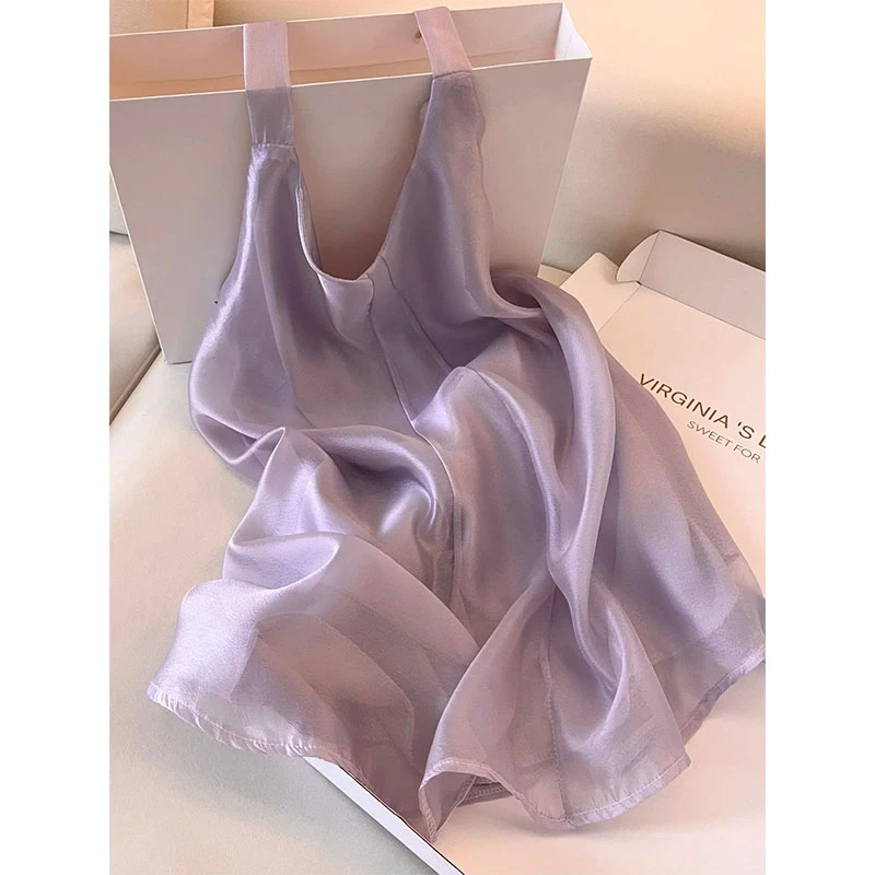 法式纯欲性感挂脖睡裙女夏季新款新款裙子亲肤舒适露背家居连衣裙