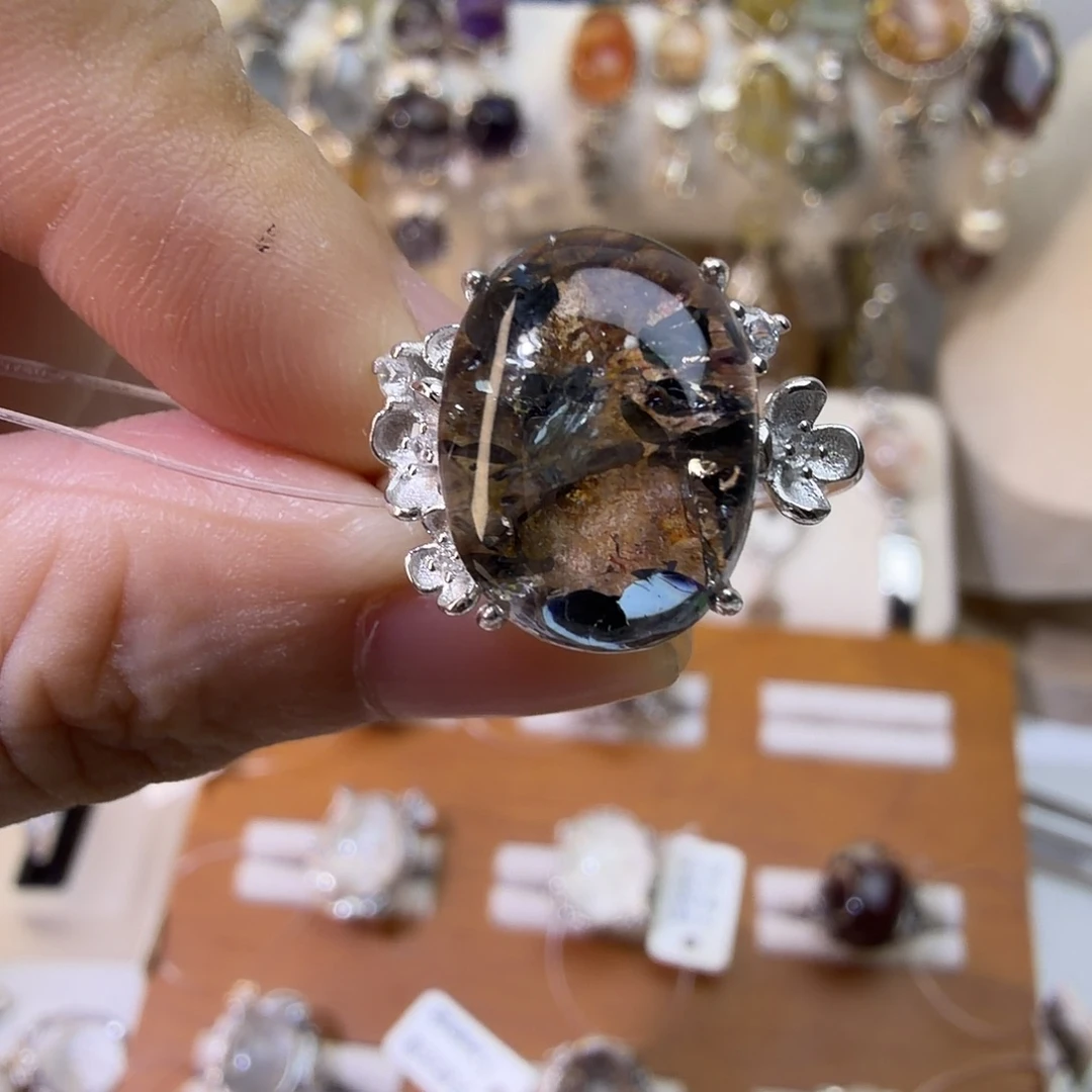 夜***离水晶银S925镶嵌戒指