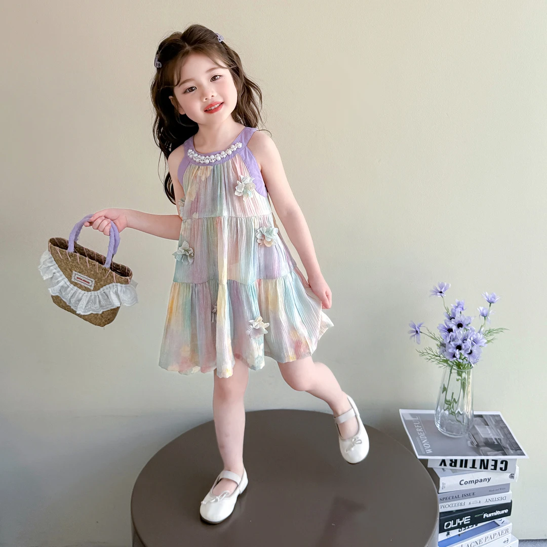 女童超好看吊带连衣裙2025新款夏装儿童夏季薄款沙滩裙女宝宝裙子