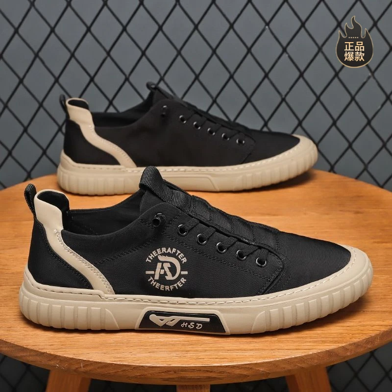 断码男鞋冬季透气薄款防臭老北京布鞋一脚蹬休闲板鞋冰丝帆布开车