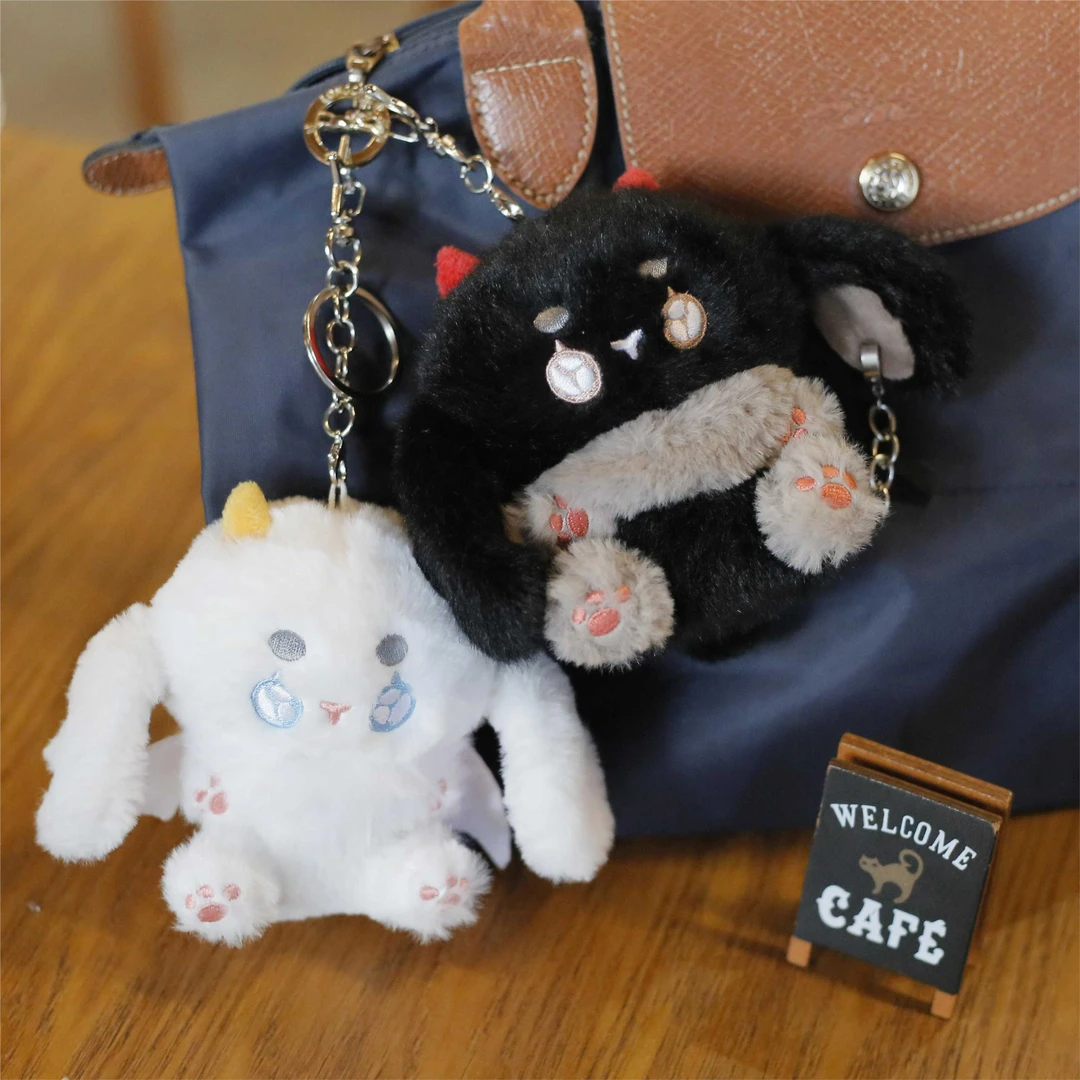 漫可布原创10CM特体棉花娃娃呆萌挂饰配饰挂件娃娃可拆围脖-煤球