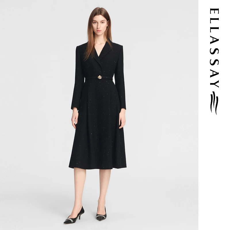 【高定】歌力思2025秋冬新款知性优雅中长款连衣裙女EWE354Y12900