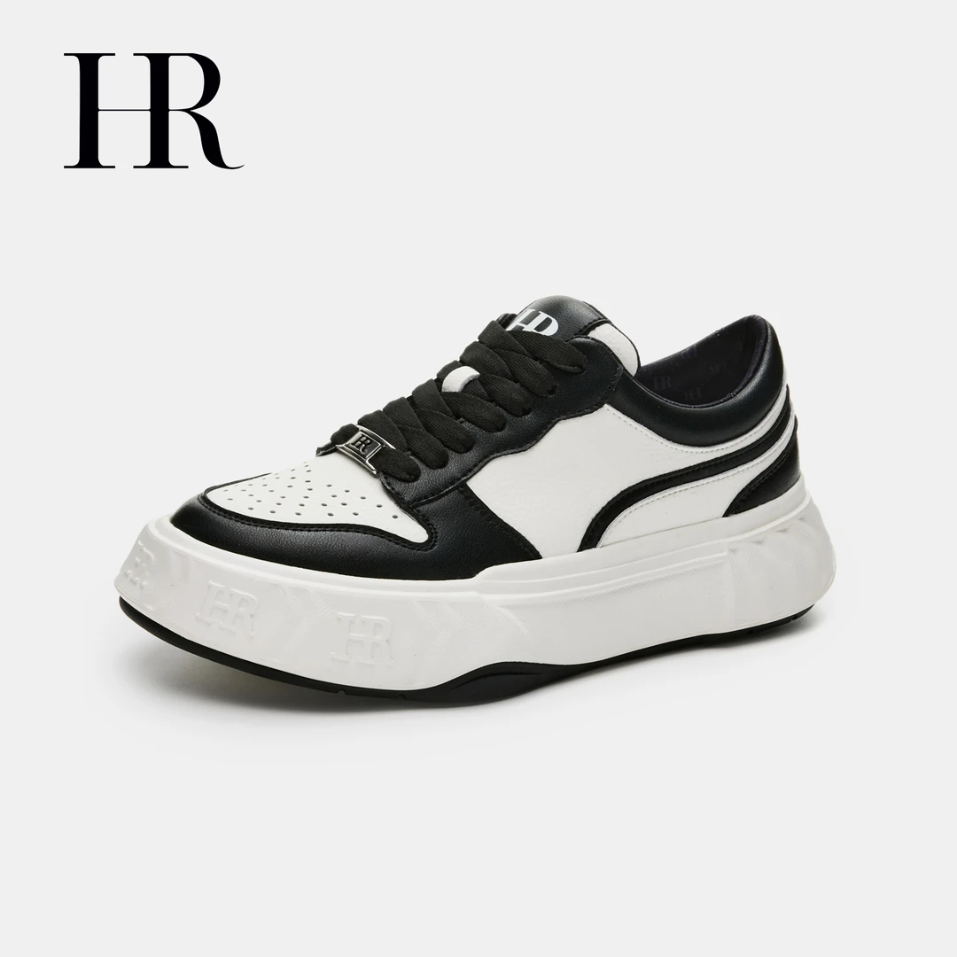 HR/赫莲娜女鞋2025春季新款网红爆款真皮厚底板鞋百搭休闲运动鞋