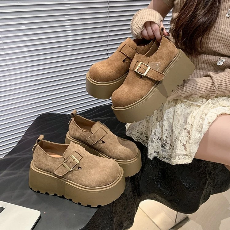 2025百搭深口皮鞋春夏单鞋时尚短靴英伦风加绒平跟乐福鞋休闲圆头