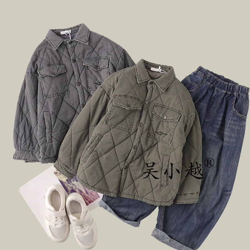 吴小越w1620男童中大童秋冬装加棉新款洋气儿童二棉冬季加厚外套