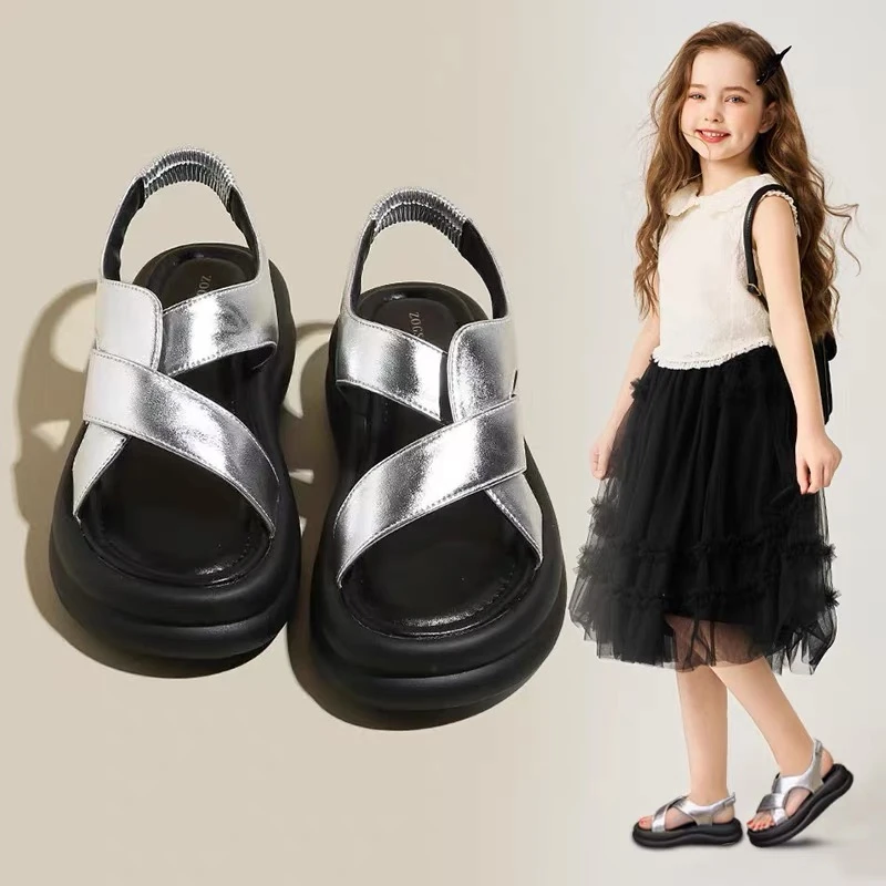 女童凉鞋2025夏季新款女孩配裙子公主鞋儿童运动沙滩鞋软底中大童