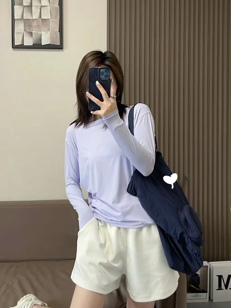 【百万严选】原面料 慵懒lu一字肩长袖T 舒适防晒罩衫上衣~056