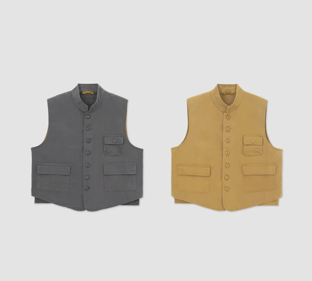 『极简轻奢推荐』尼亚瑞大口袋复古风4＊5R纯棉排扣马甲