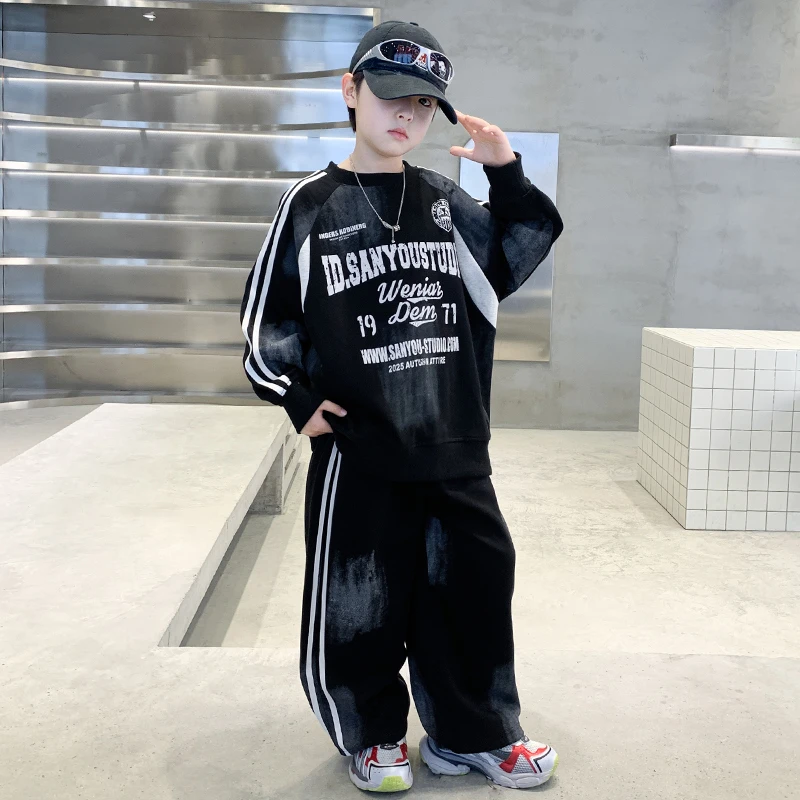 【2025春款上新】童装男童春季卫衣套装男孩潮酷春秋款中大童秋装潮