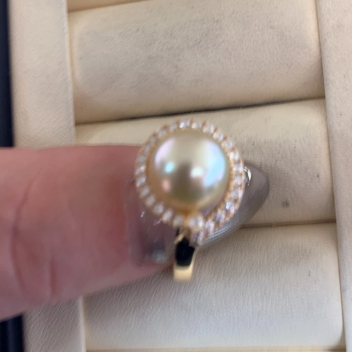 银S925镶嵌戒指海水珍珠