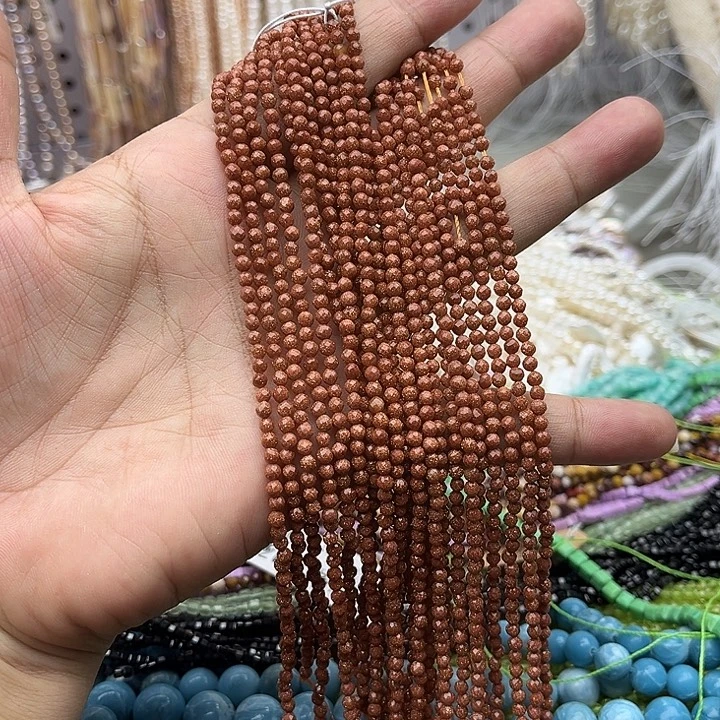 未镶嵌玛瑙/玉髓珠宝半成品一条3mm金沙石刻面