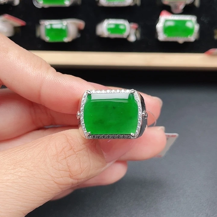 翡翠银S925镶嵌戒指编号3807没运费险
