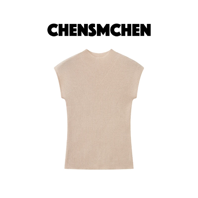 CHENSMCHEN 100绵羊毛针织衫女简约气质修身显瘦打底衫CSZ6035SL