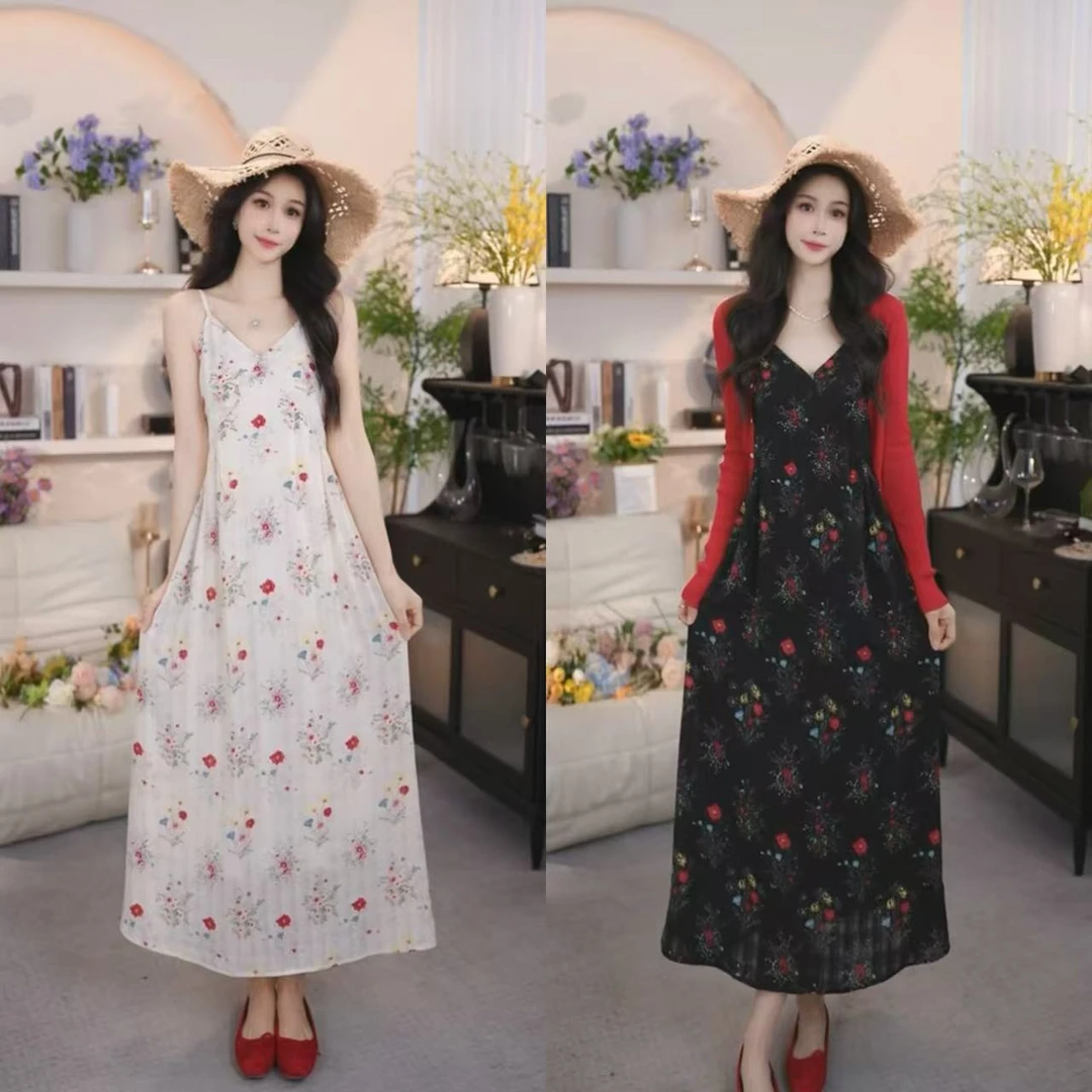 盛夏繁花连衣裙女显瘦法式慵懒温柔浪漫氛围感满满吊带裙1381