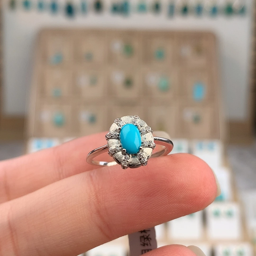 绿松石银S925镶嵌戒指