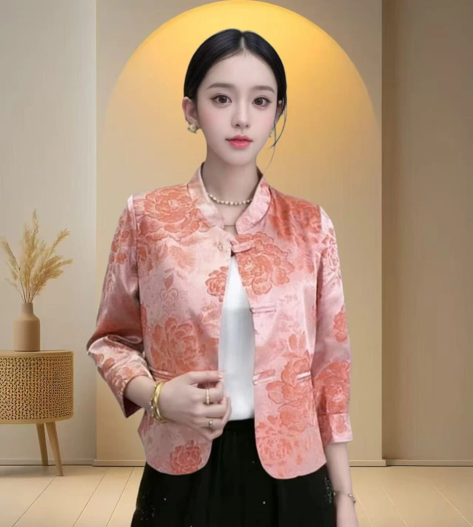 【新中式】2025春夏新款时尚休闲国潮风九分袖小香风上衣女外套09