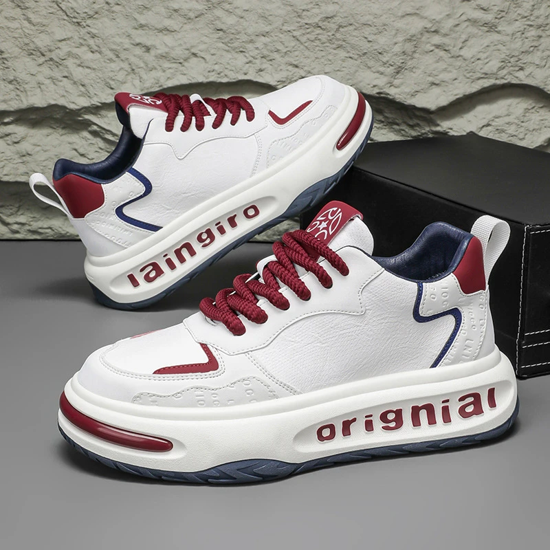 【鞋界幻行】新款低帮潮流厚底增高板鞋百搭系袋休闲运动鞋男