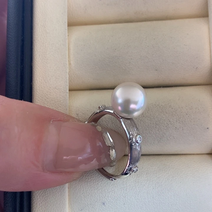 银S925镶嵌戒指海水珍珠