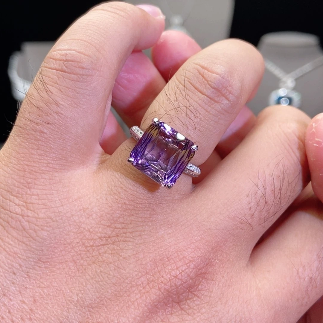 水晶戒指银S925镶嵌东*猫