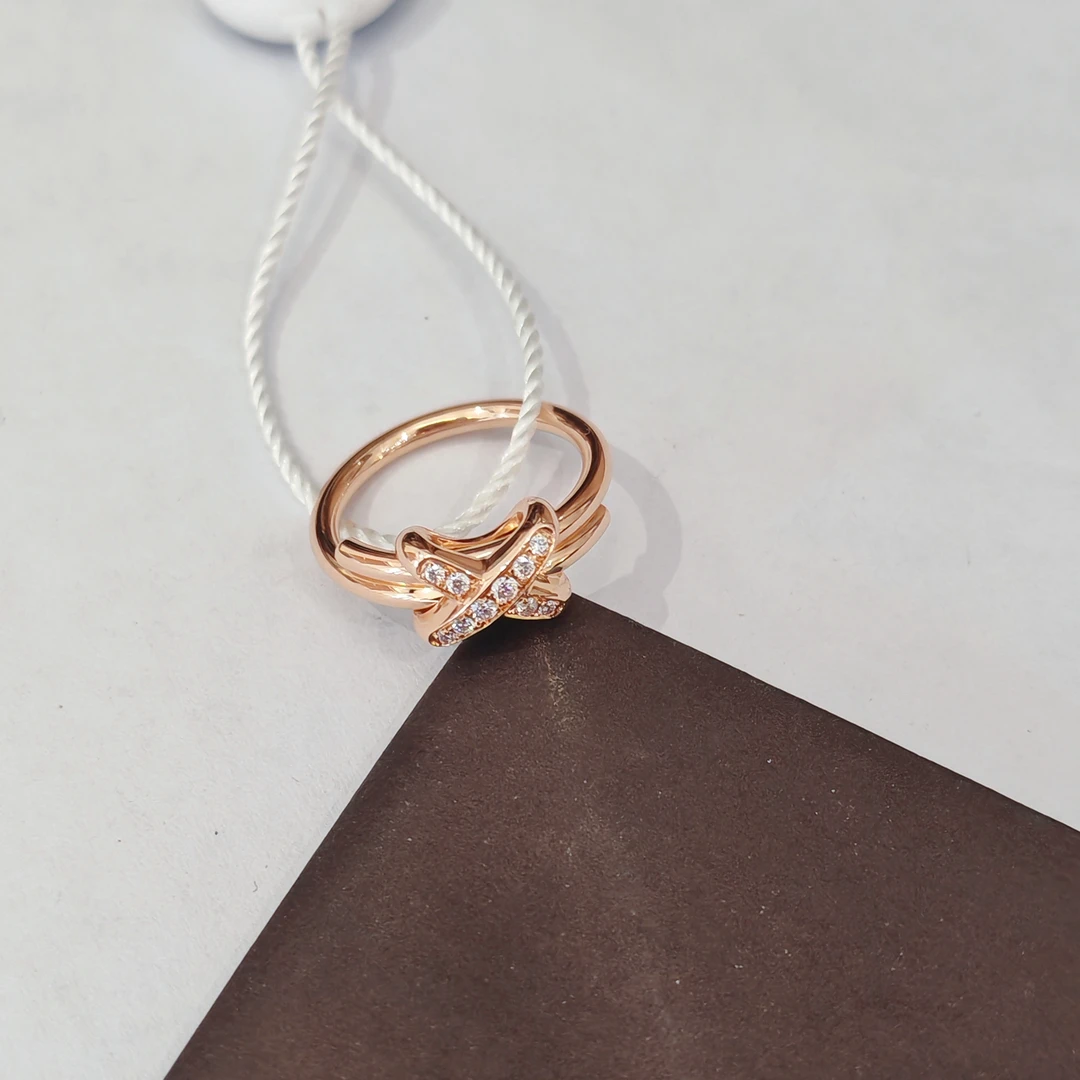 99新 Chaumet/尚美  交叉钻戒/k玫/#51 20年证 DX