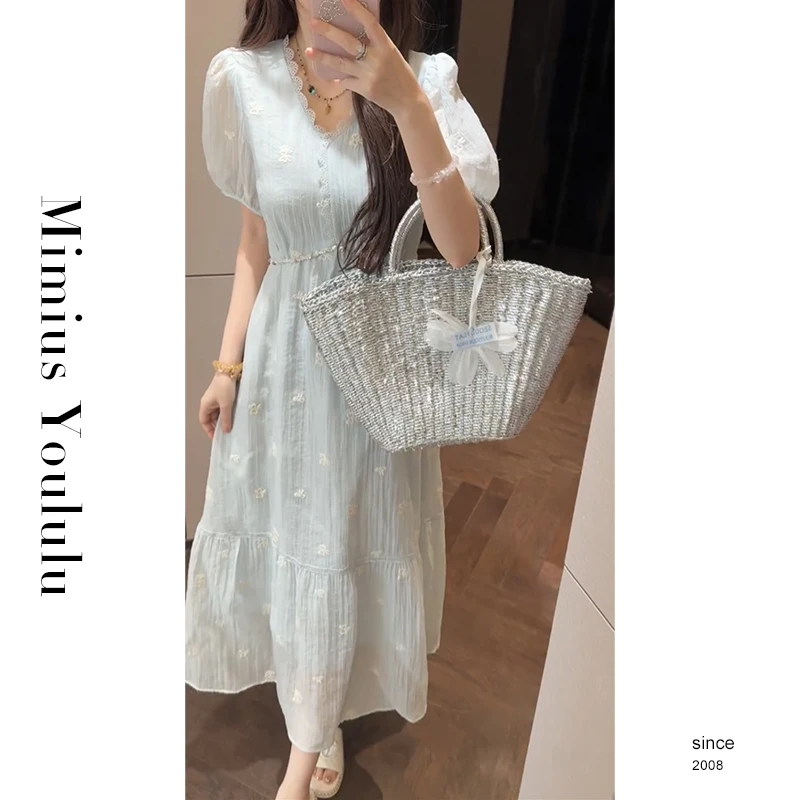 【mimius】U 温柔法式V领气质收腰显瘦连衣裙 G05187