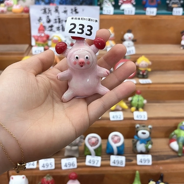 摆件还*晚二条肉陶艺工作室陶瓷猪小妹摆件