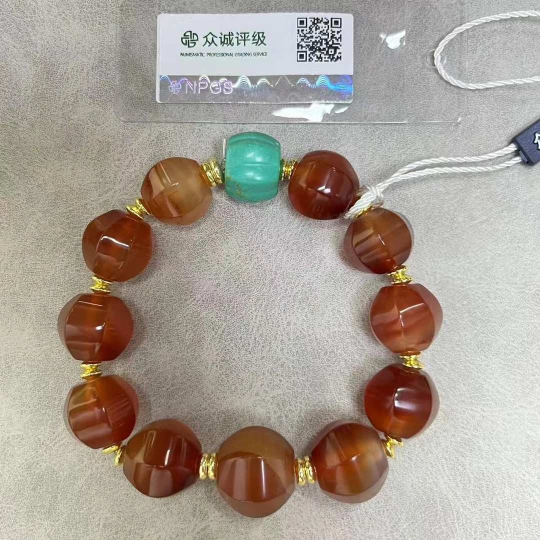 清代 多棱灯笼珠高透红玛瑙 手串 YZ0135［燕赵造物司］