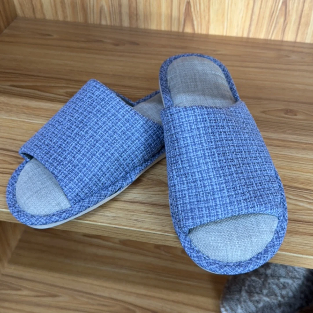 蓝色四季亚麻拖鞋