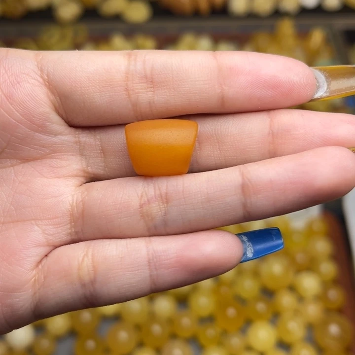 蜜蜡未镶嵌珠宝奇石174-天然蜜蜡老蜡橘皮马蹄珠