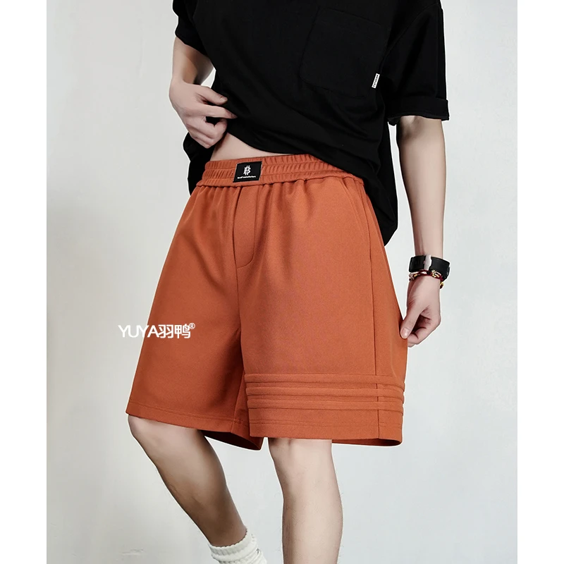 夏季短裤男士条纹三条杠简约定制面料宽松休闲百搭抽绳设计五分裤