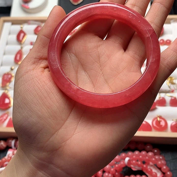 菱锰矿（红纹石）手镯未镶嵌高冰58圈口