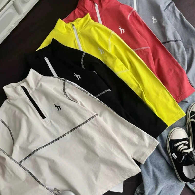 {清爽不束缚}半拉链长袖运动衣儿童打底衫