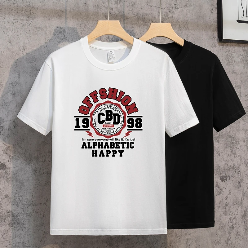 夏季重磅纯棉男款短袖T恤休闲夏装圆领字母T恤日常百搭宽松半袖
