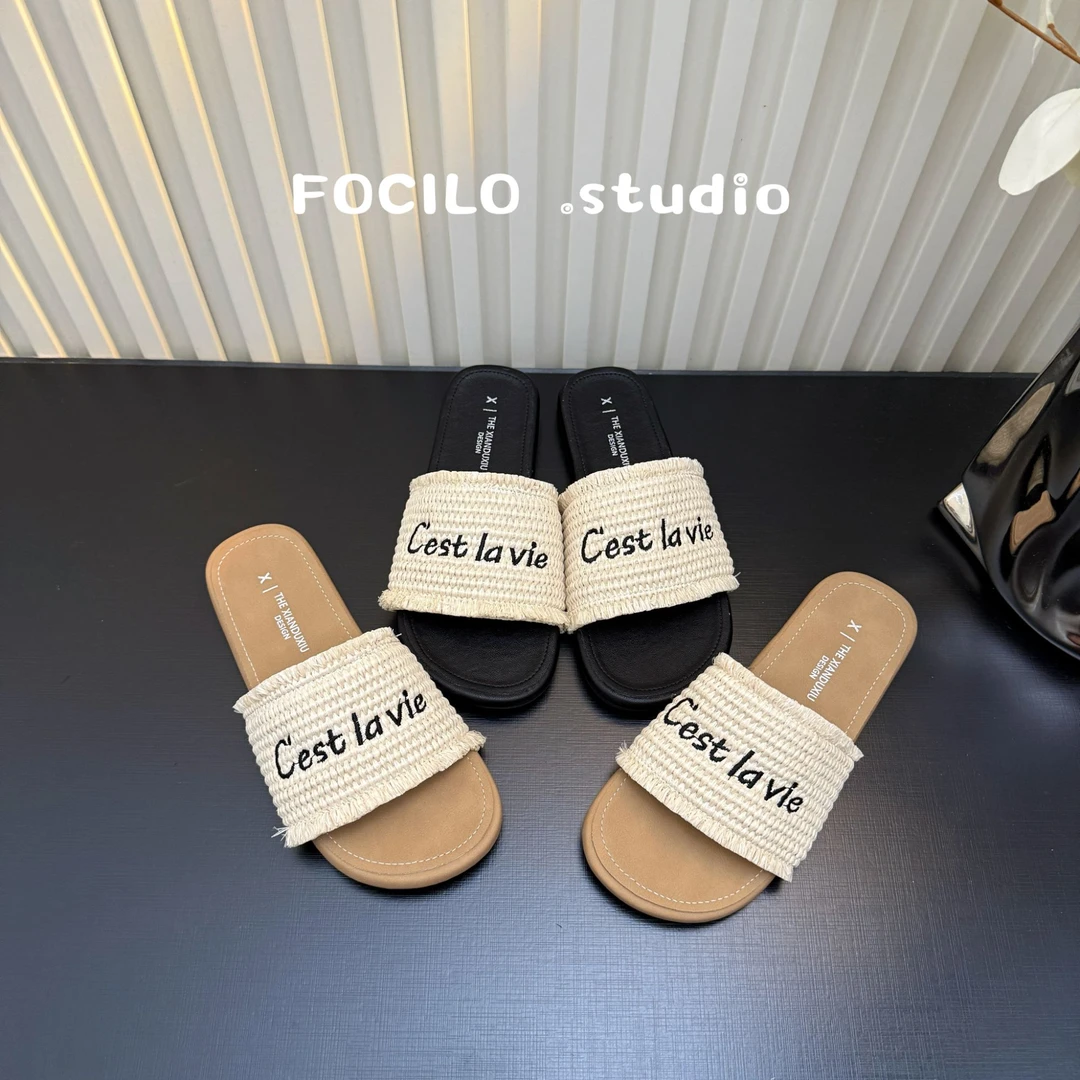 法式凉拖鞋女夏外穿2025新款配裙子高级感孕妇防滑软底沙滩一字拖