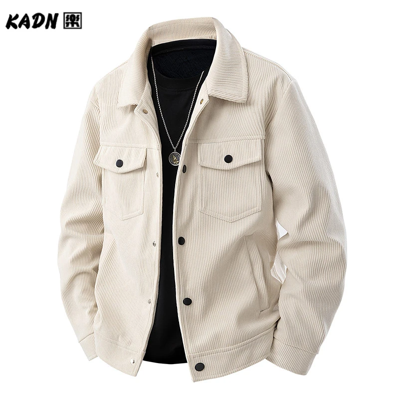 2025新款灯芯绒春秋季翻领夹克男潮牌美式复古多口袋上衣痞帅潮流