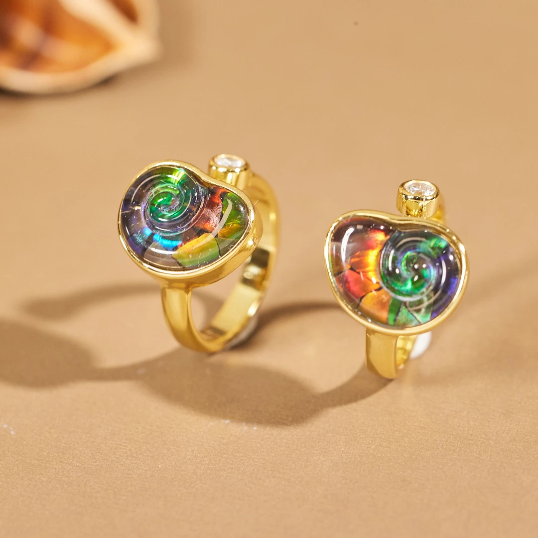 【歪歪】斑彩石螺形女款戒指（李居明）（多样性发一)X-I0323