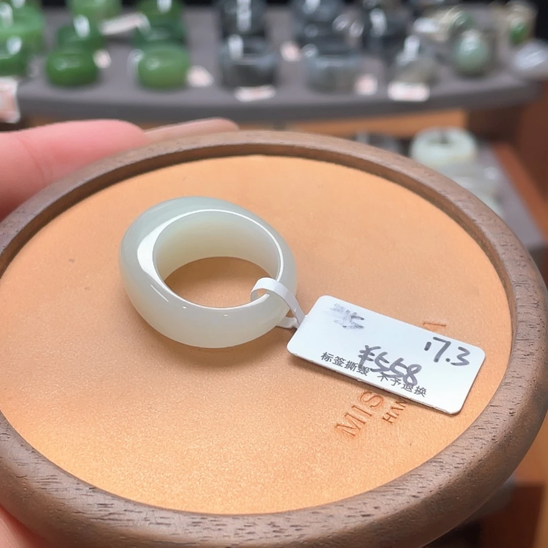 和田玉戒指未镶嵌小***学专拍3-17.3