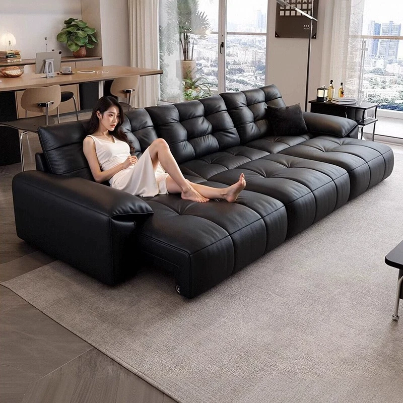 电动功能大黑熊沙发真皮沙发床意式可伸缩家用客厅轻奢简约