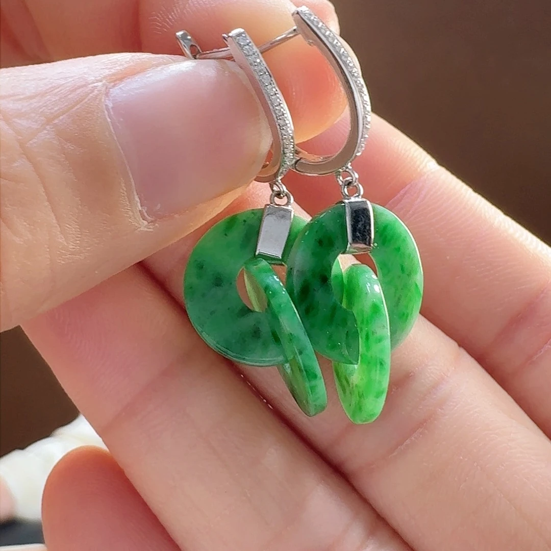 翡翠耳饰18K金镶嵌耳饰10