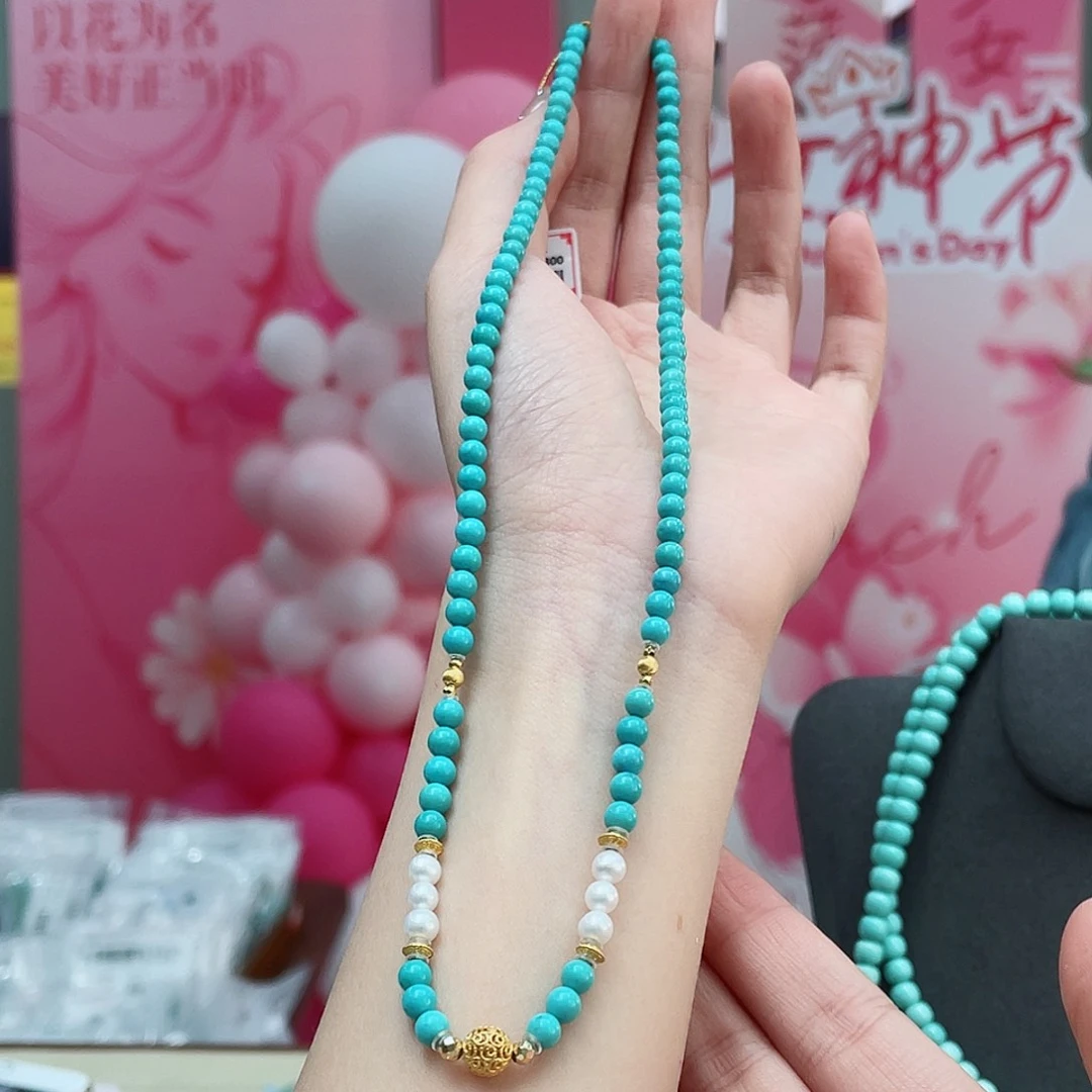 绿松石颈饰18K金镶嵌