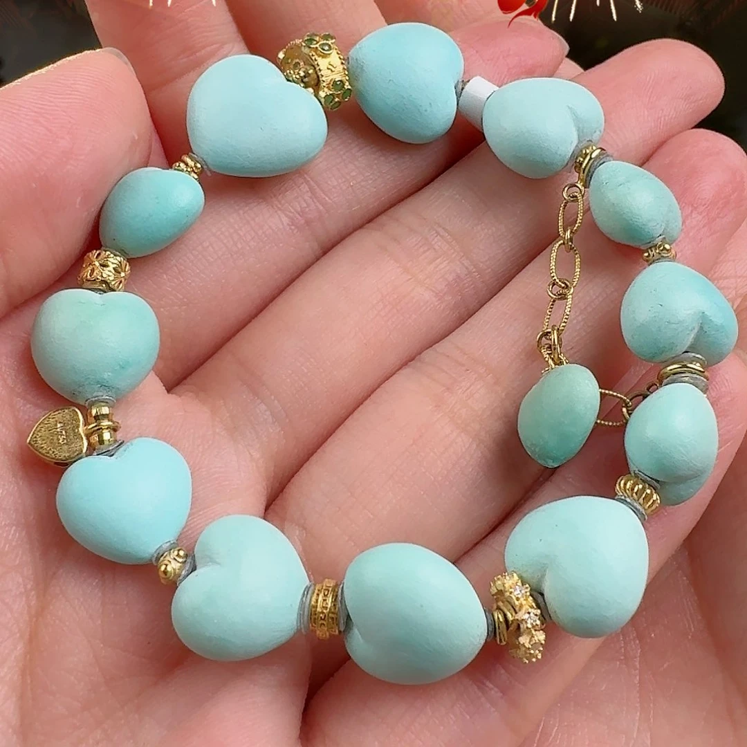 绿松石珠宝奇石18K金镶嵌