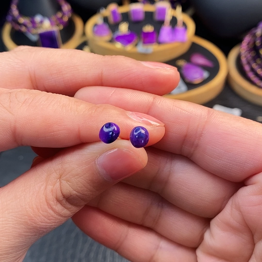 苏纪石（舒俱来）银S925镶嵌耳饰