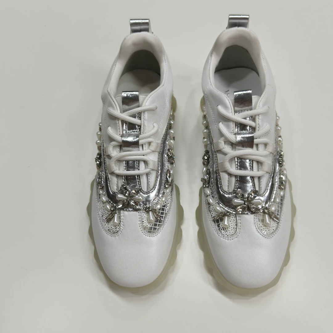 德训鞋常规款时尚休闲鞋金色拼色球鞋小白鞋纯白包头运动鞋女款