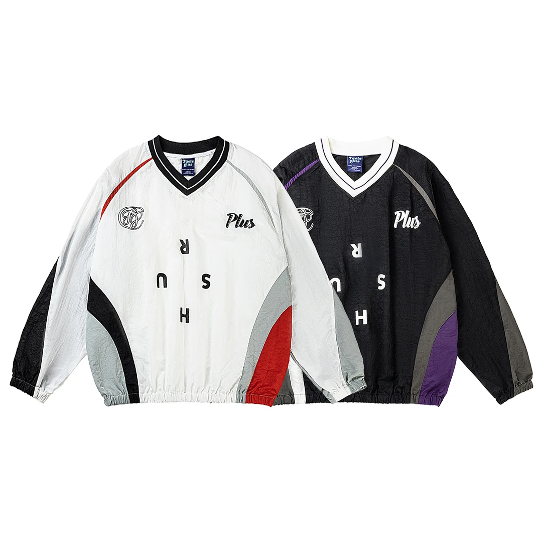 TAELE PLUS 复古运动长袖球衣美式嘻哈休闲情侣上衣TP030