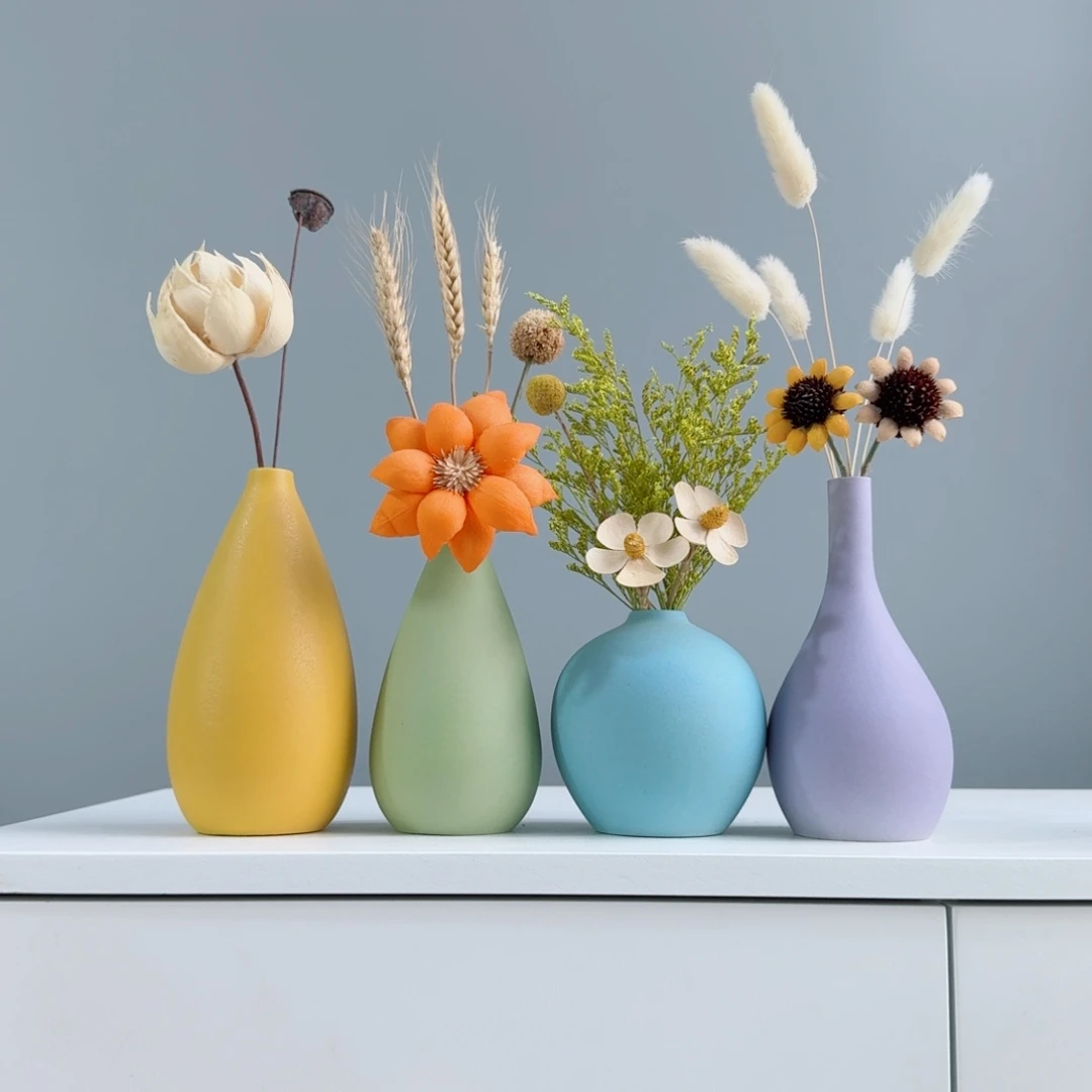 摆件陶瓷花瓶摆件含花总高约20-30cm