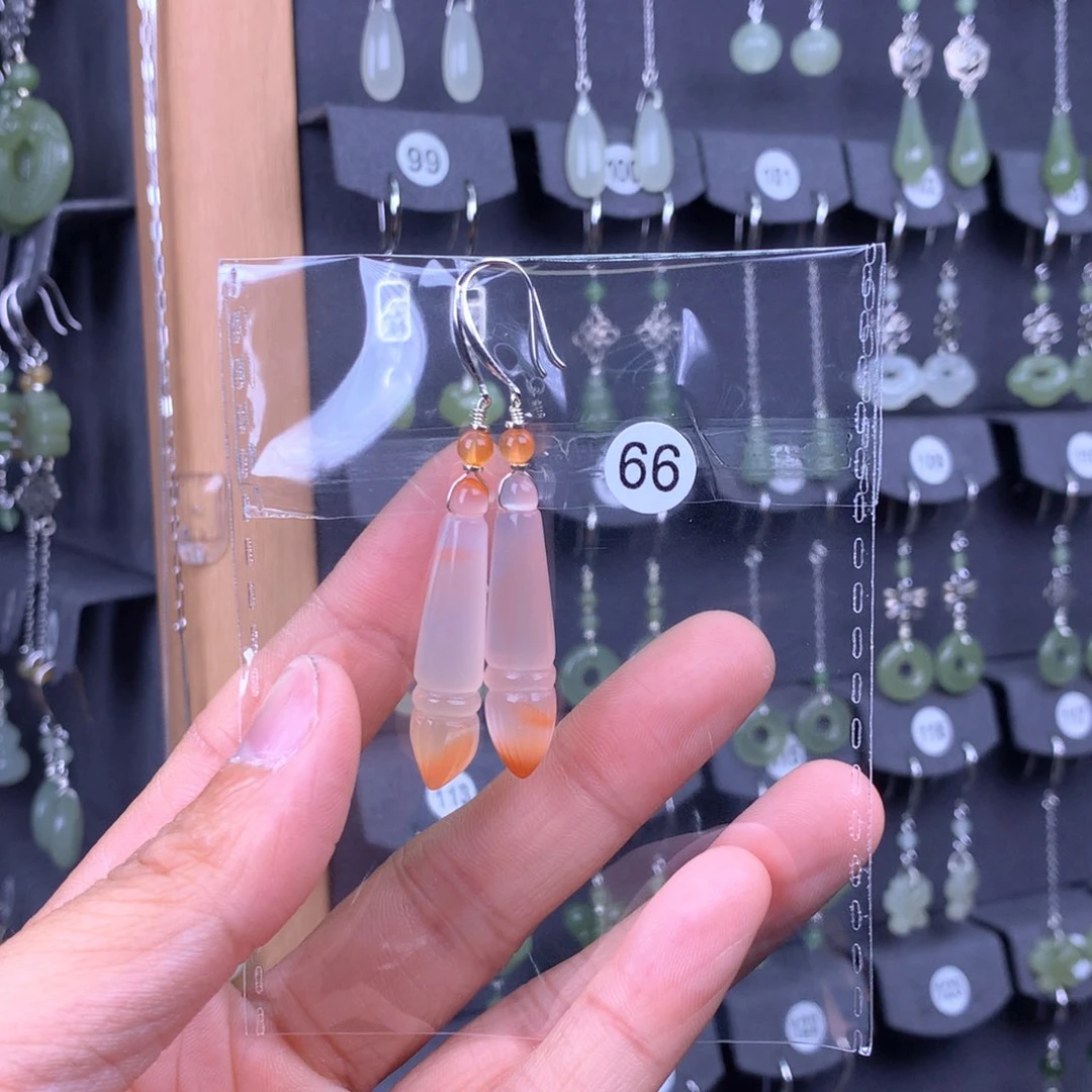 南红玛瑙耳饰银S925镶嵌小***恼